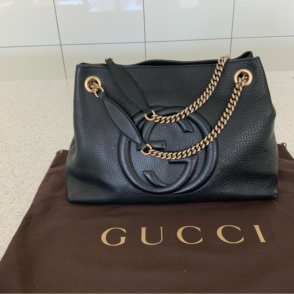 Gucci Black Leather Soho Tote Bag